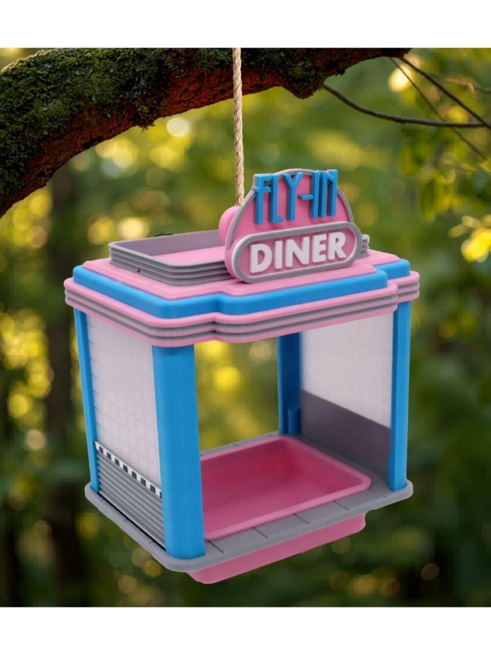Fly-In Diner Hanging Bird Feeder Retro Garden Decor MCM